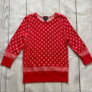 Lands' End Red and White Crewneck Sweater Size M